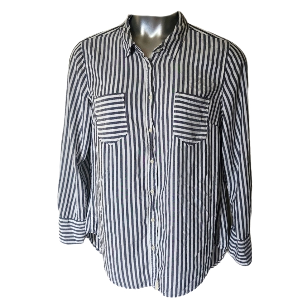 Merona Striped Polyester blend Button Top, XXL